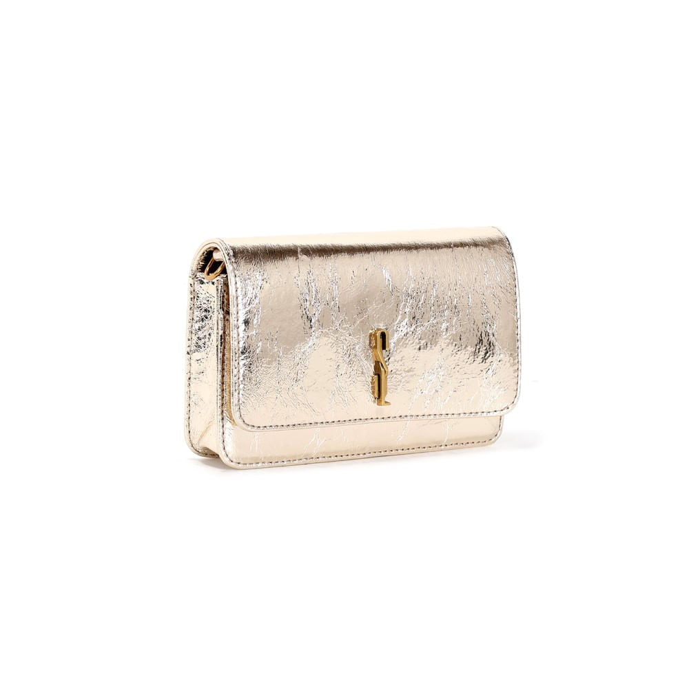 Bolsa Transversal Santa Lolla Dourada Metalizada