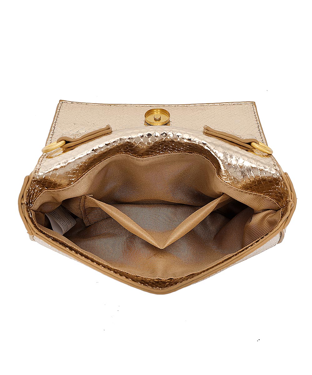 Bolsa Transversal Santa Lolla Dourado Ouro Metalizado