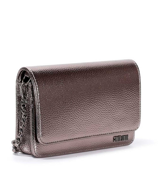 Bolsa Transversal Santa Lolla Grafite Metalizado Correntes