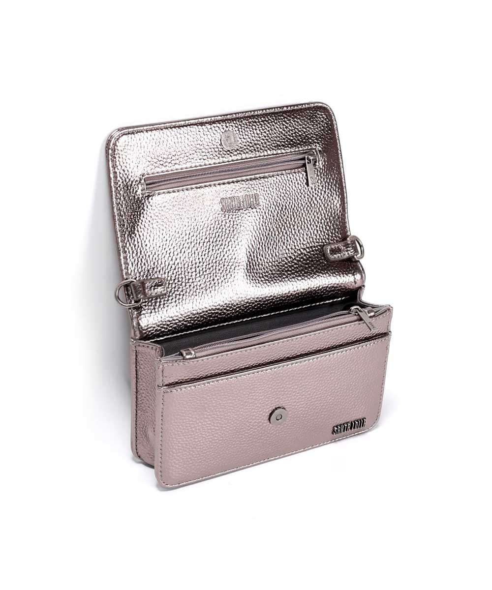 Bolsa Transversal Santa Lolla Grafite Metalizado Correntes