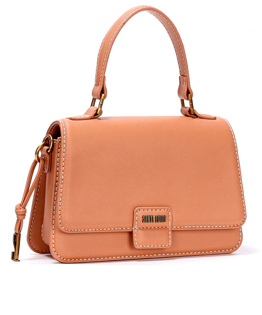 Bolsa Transversal Santa Lolla Marrom Cognac Pesponto