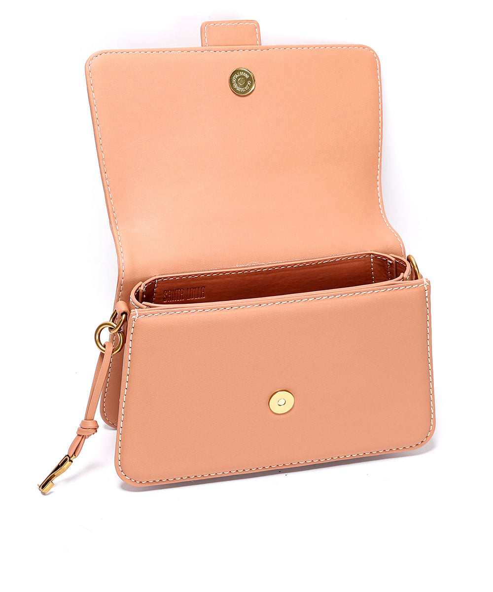 Bolsa Transversal Santa Lolla Marrom Cognac Pesponto