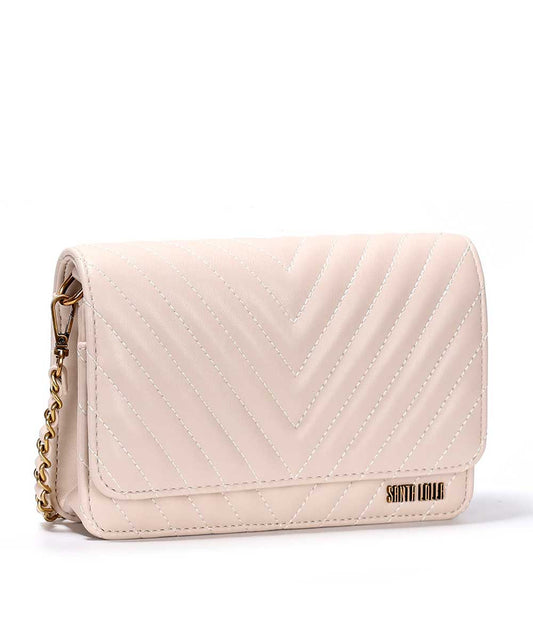 Bolsa Transversal Santa Lolla Off White Matelassê Correntes