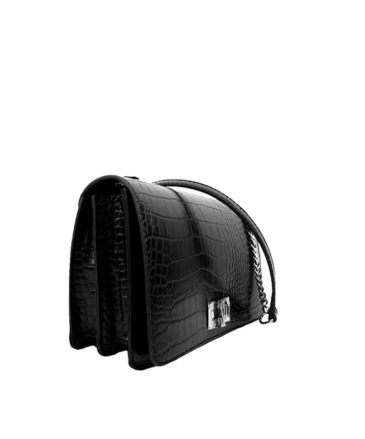 Bolsa Transversal Santa Lolla Preta Alça Correntes