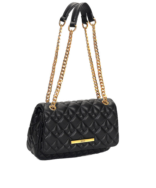 Bolsa Transversal Santa Lolla Preta Correntes Matelassê