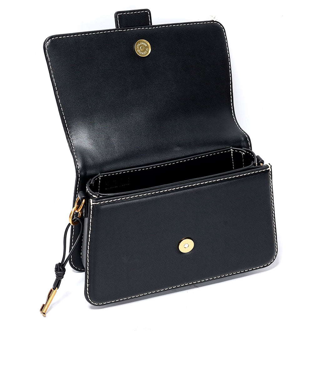 Bolsa Transversal Santa Lolla Preta Pesponto