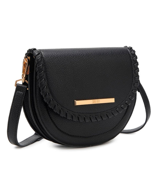 Bolsa Transversal Santa Lolla Preta Tramada Meia Lua