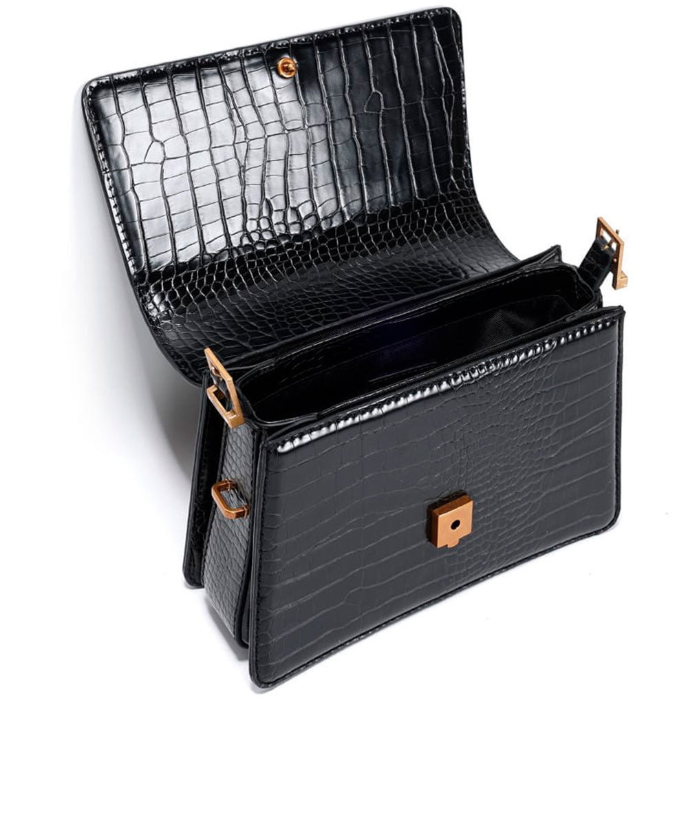 Bolsa Transversal Santa Lolla Preto Brilho