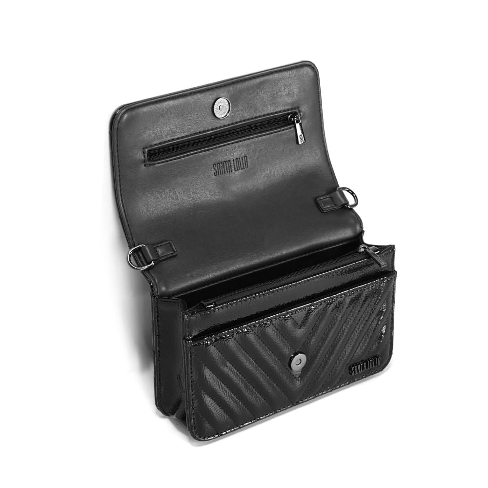 Bolsa Verniz Preta Alça Transversal Santa Lolla
