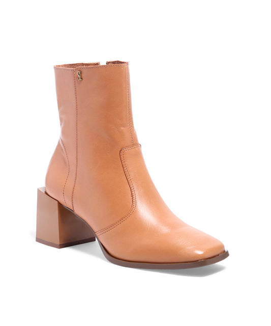 Bota Santa Lolla Nude Salto Quadrado Couro