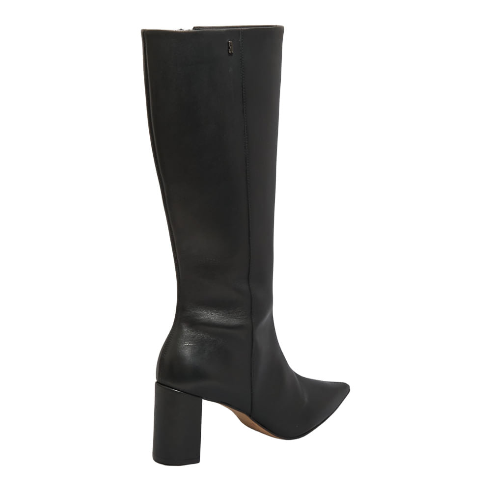 Bota Santa Lolla Preta Couro Cano Alto Salto Médio