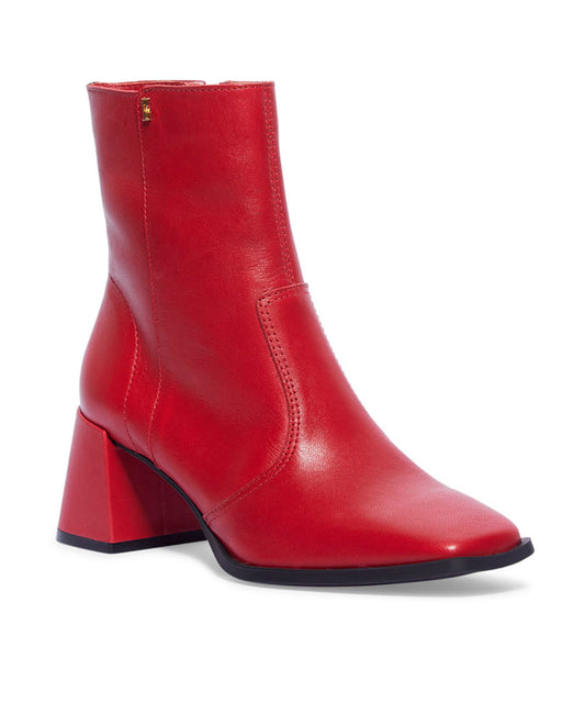 Bota Santa Lolla Vermelha Bico Quadrado Salto Bloco