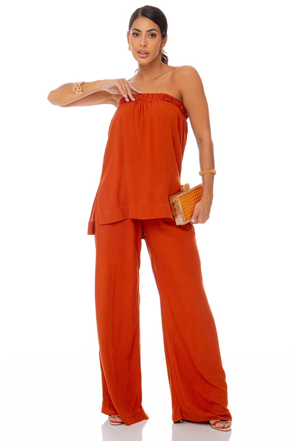 Calça Pantalona Avelã Frysaide