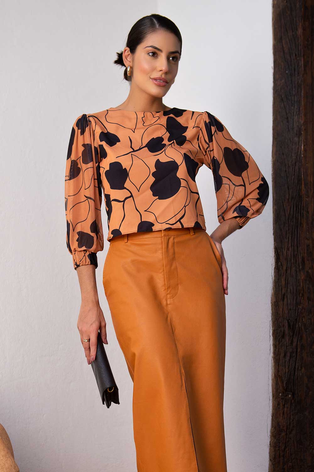 Camisa Estampada Laranja Frysaide