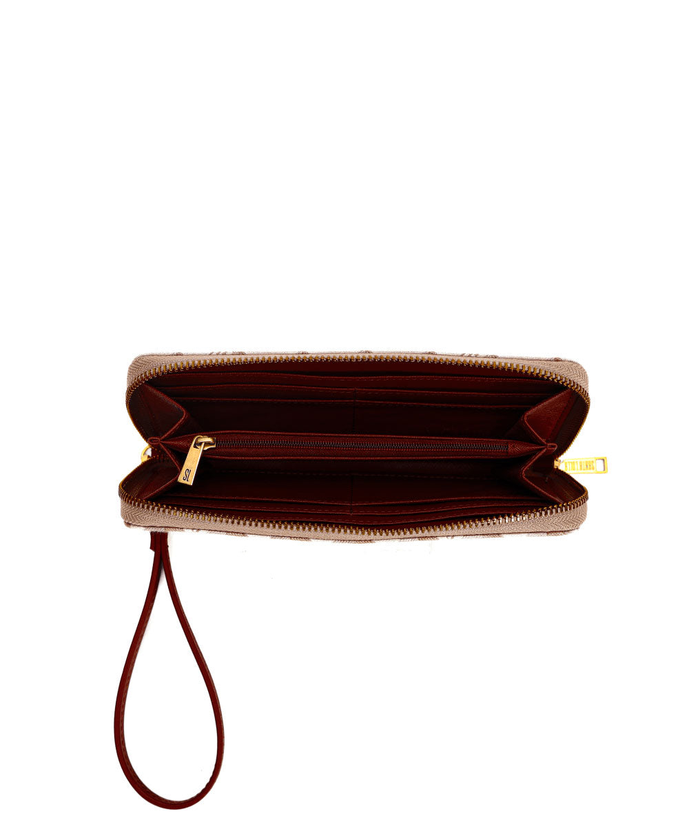 Carteira Grande Santa Lolla Cubos Marrom Alça Mão