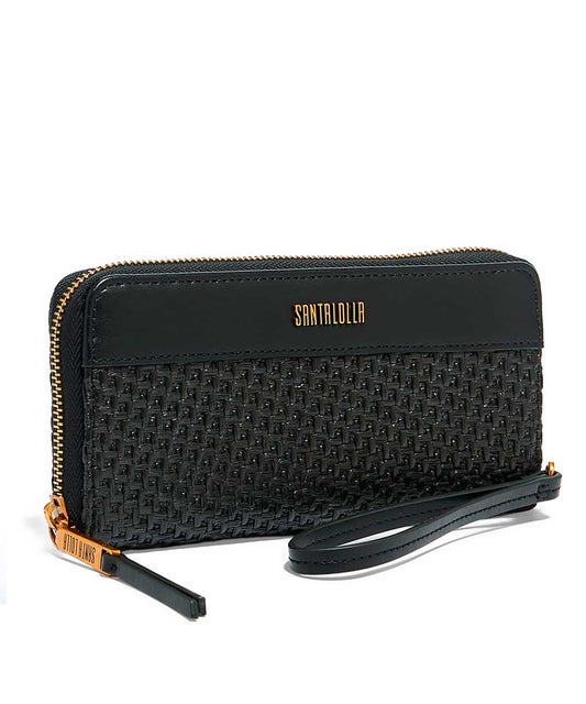 Carteira Grande Santa Lolla Preta Tramada