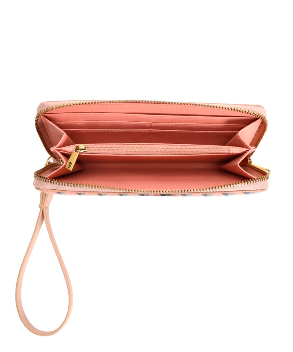 Carteira Grande Santa Lolla Rosa Cubos Alça Mão