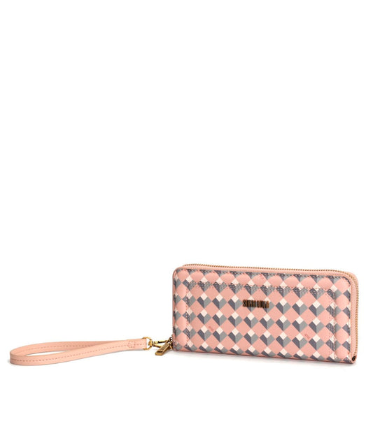 Carteira Grande Santa Lolla Rosa Cubos Alça Mão