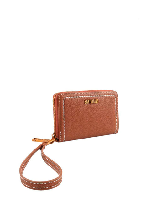 Carteira Pequena Santa Lolla Marrom Pesponto