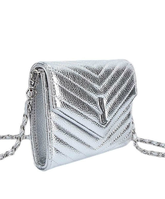 Carteira Santa Lolla Metalizada Prata Corrente