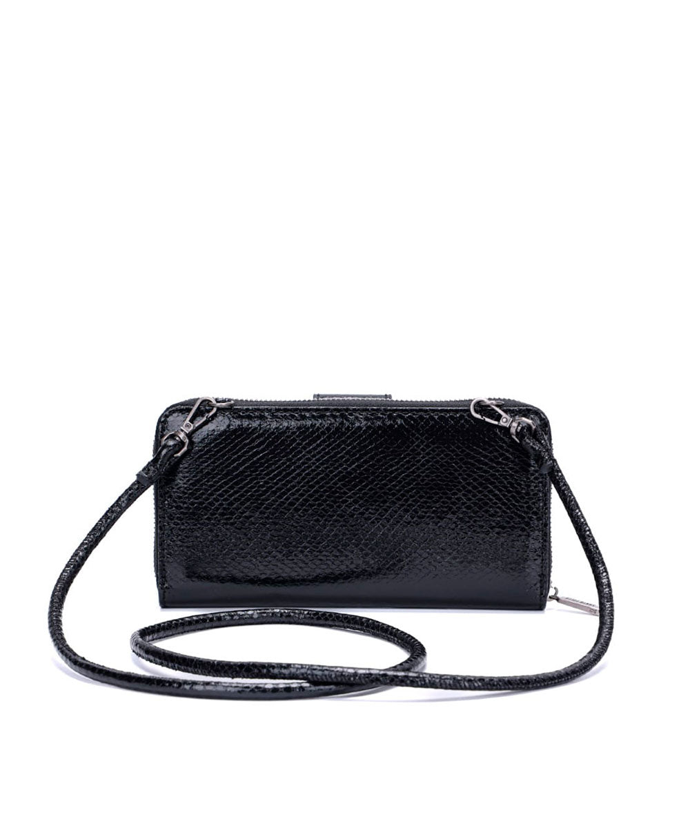 Carteira Santa Lolla Metalizada Preta Alça Ombro