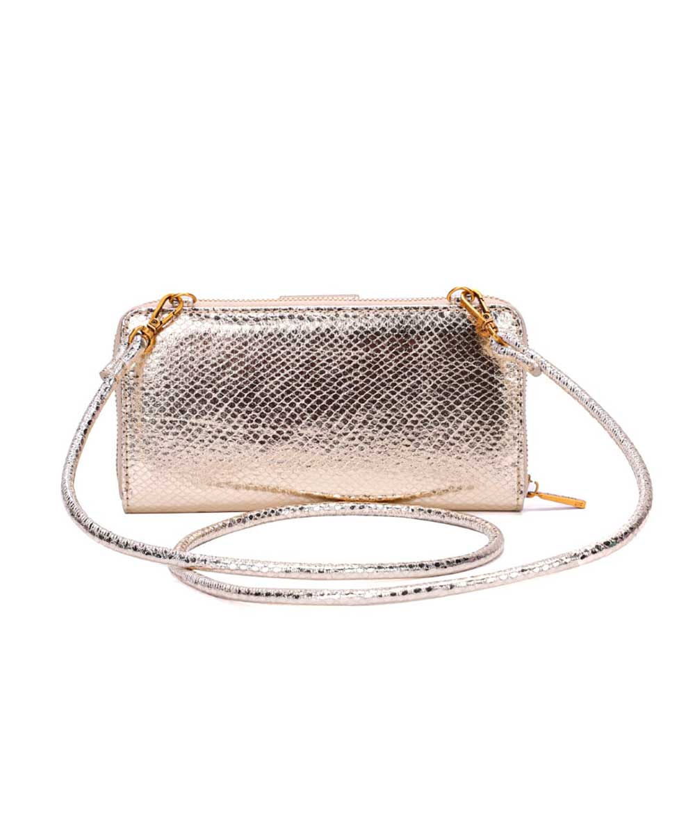 Carteira Santa Lolla Metalizado Dourada Alça Ombro
