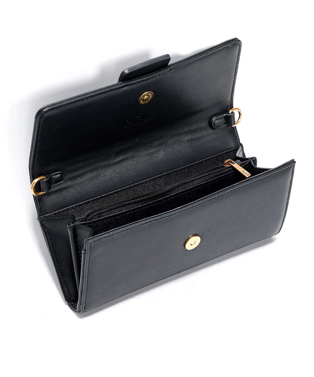 Carteira Santa Lolla Pequena Preta Alça Ombro