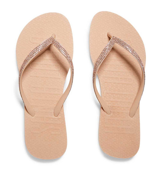 Chinelo Flip Flop Santa Lolla Bege Tiras Strass