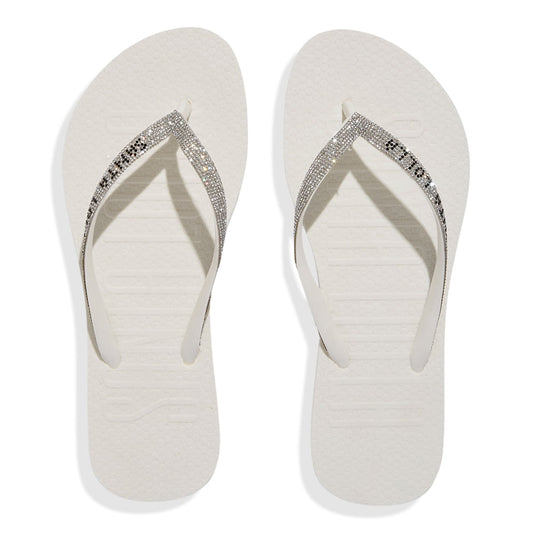 Chinelo Flip Flop Santa Lolla Branco Strass