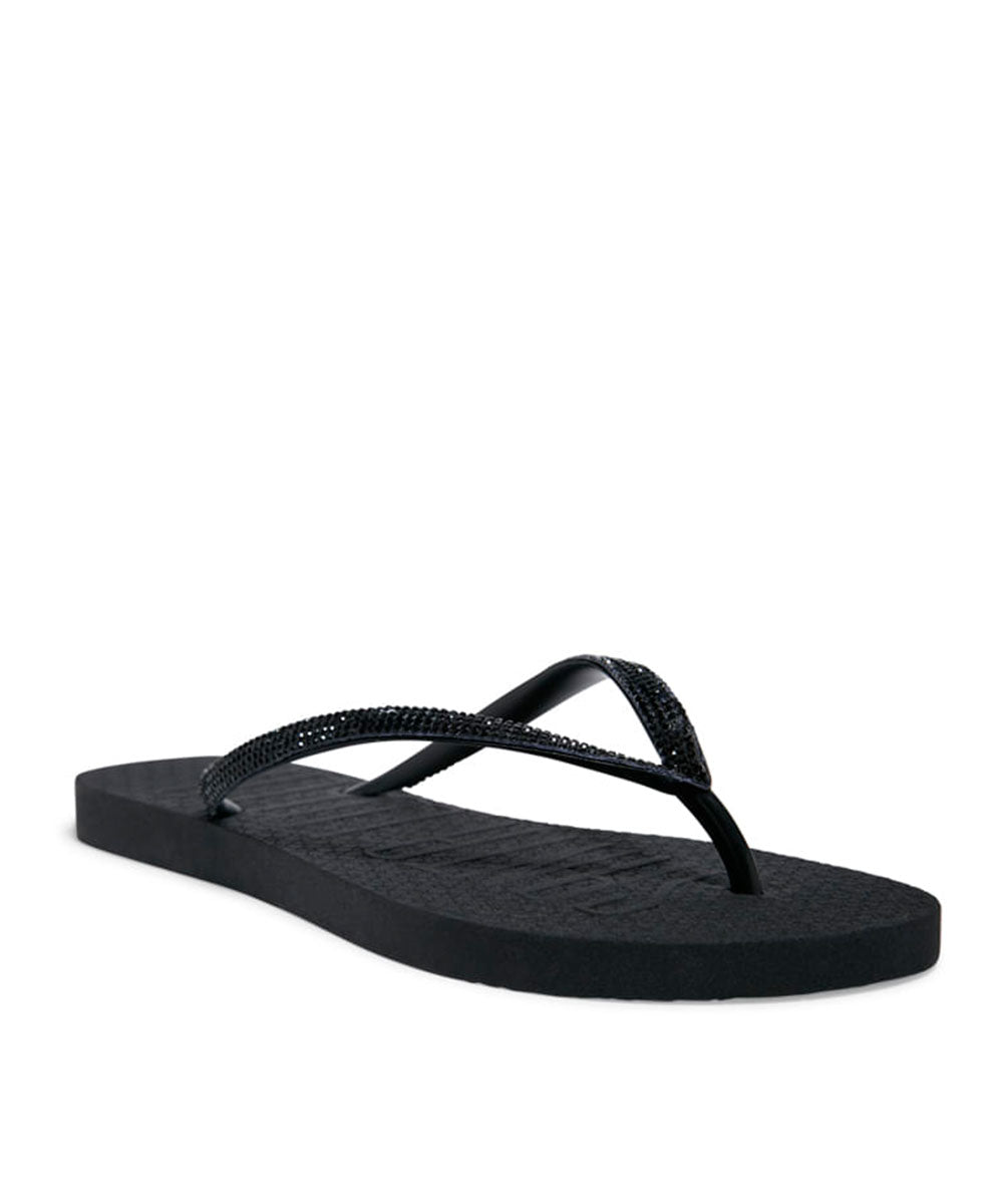 Chinelo Flip Flop Santa Lolla Preta Tiras Strass