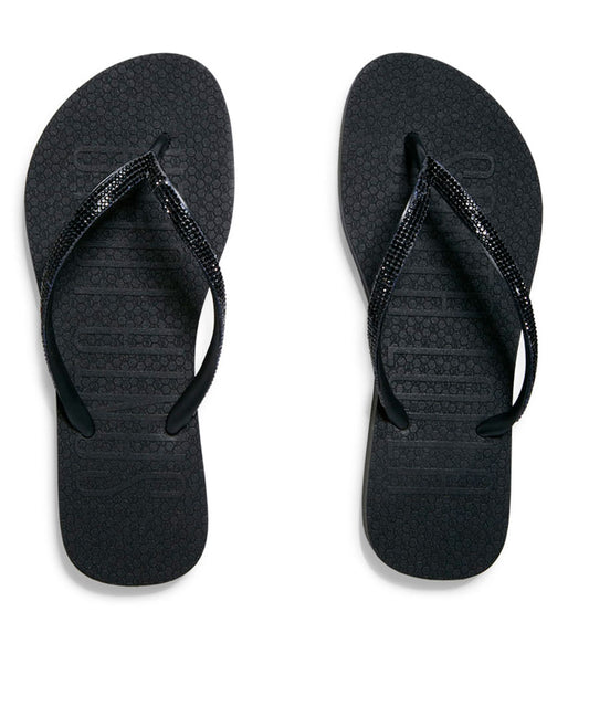 Chinelo Flip Flop Santa Lolla Preta Tiras Strass