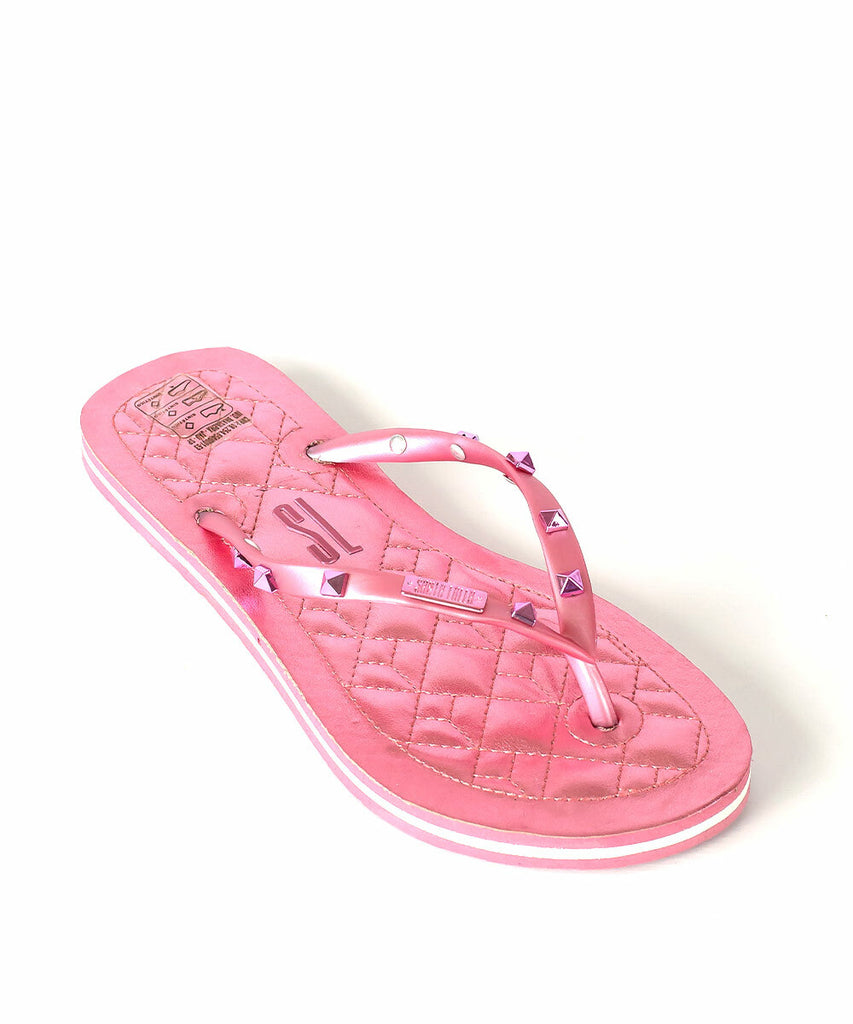 Chinelo Flip Flop Santa Lolla Rosa Metalizado Spikes