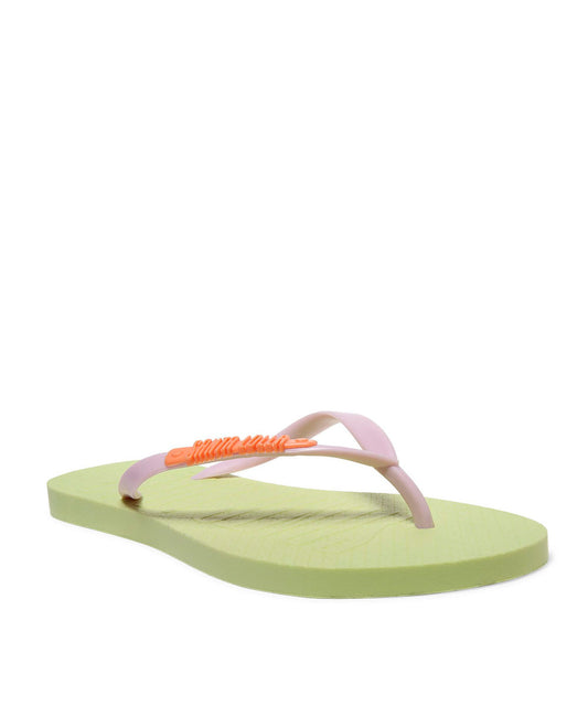 Chinelo Flip Flop Verde Lima Tiras Lilás