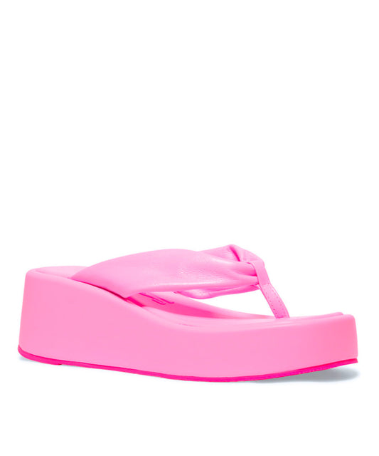 Chinelo Plataforma Santa Lolla Rosa Couro