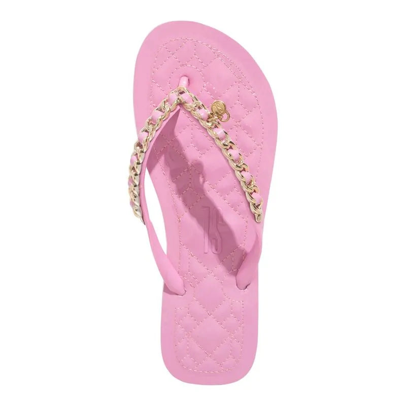 Chinelo Santa Lolla Rosa Verniz Tiras Corrente