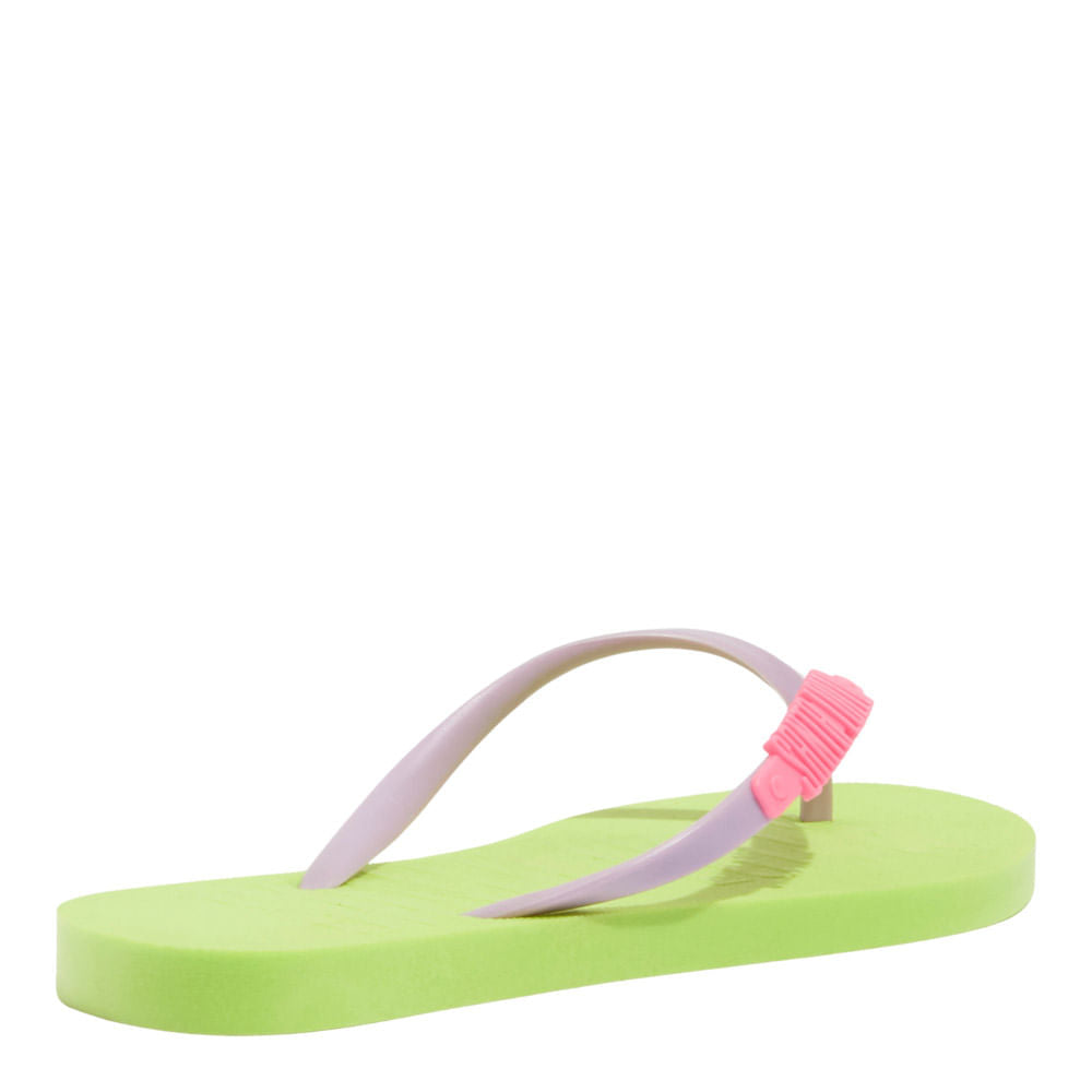 Chinelo Santa Lolla Verde Lima Tiras Lilás