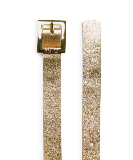 Cinto Santa Lolla Dourado Metalizado Couro