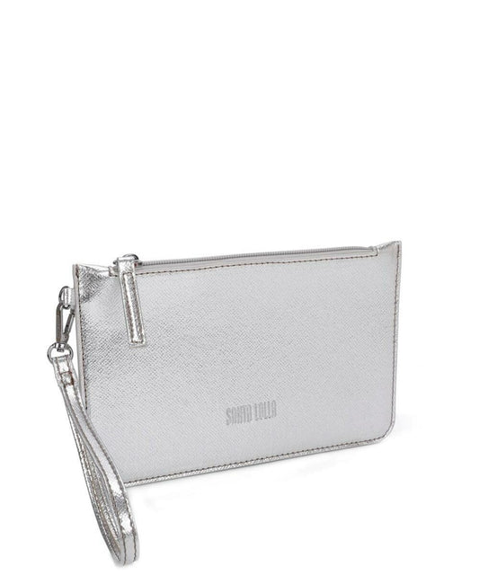 Clutch Risco Santa Lolla Metalizada Prata Alça Mão