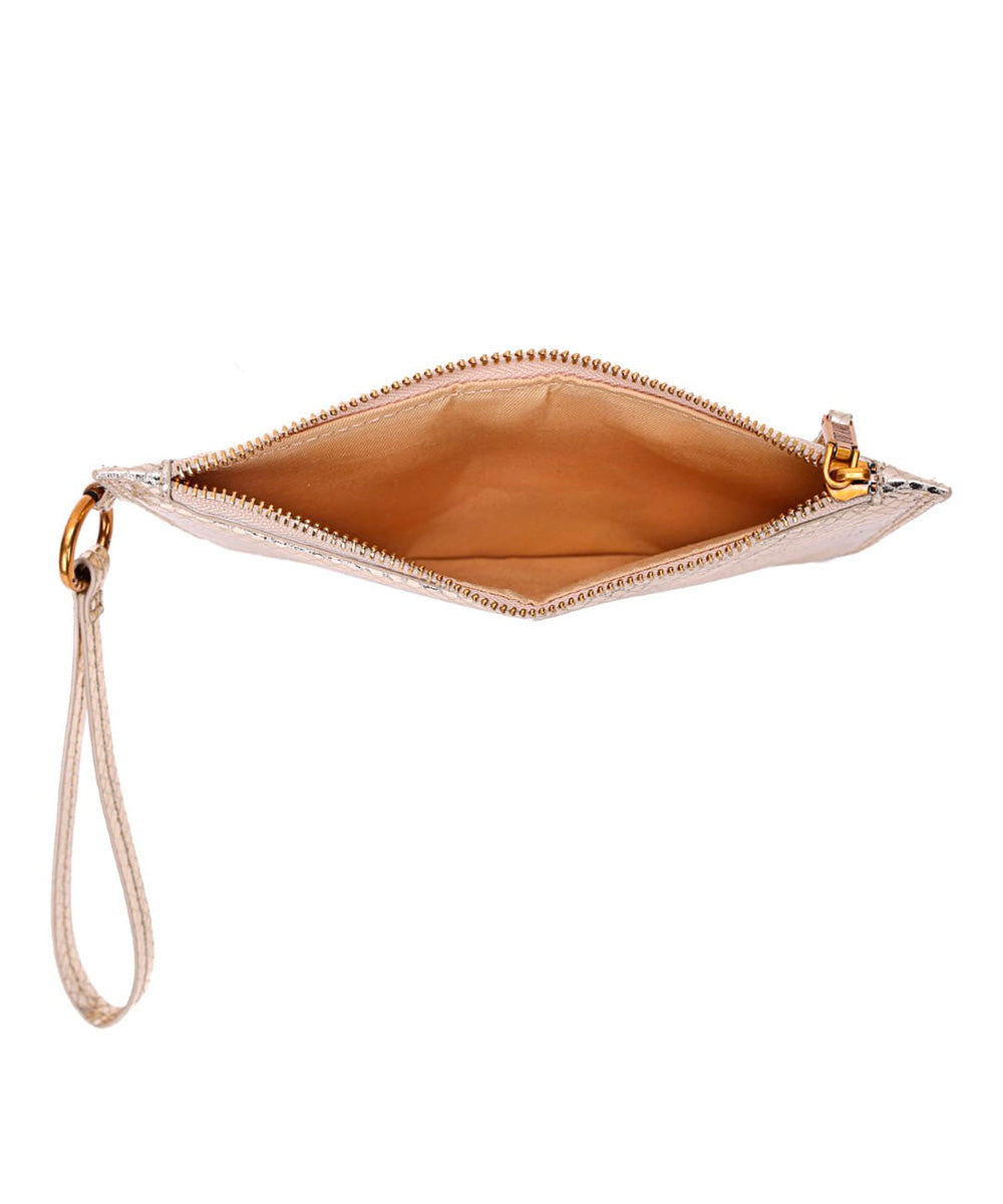 Clutch Santa Lolla Dourada Metalizada Alça de Mão