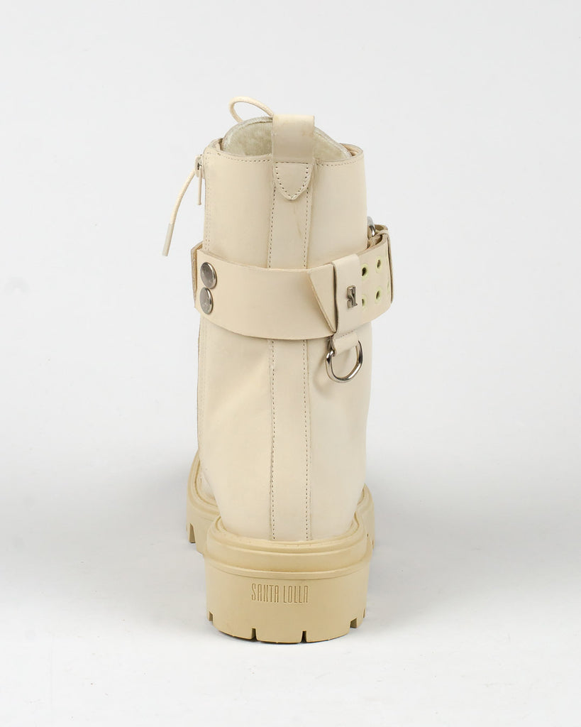 Coturno Santa Lolla Off White Sola Tratorada Fivelas