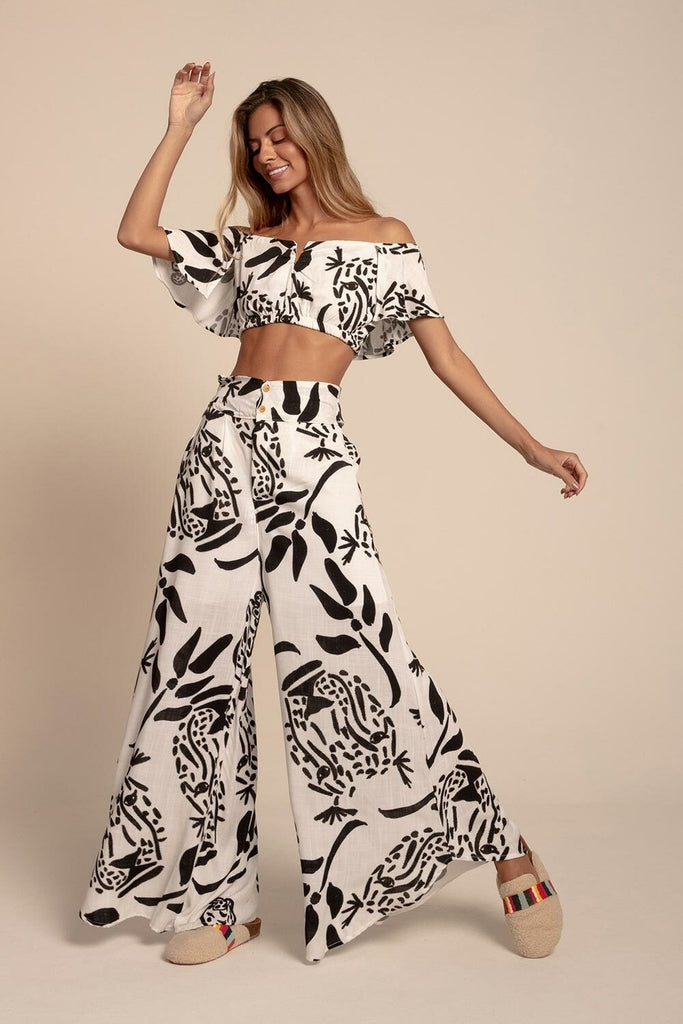 Cropped Estampa Onça Do Dia Flô Maria