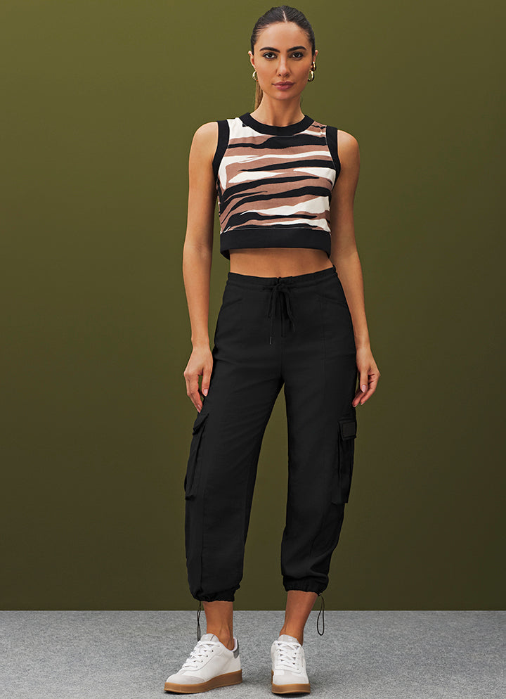 Cropped Estampado Mix De Tecidos Camuflagem Meia Loka