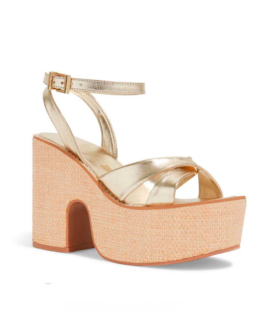 Espadrille Santa Lolla Plataforma Dourada Metalizada