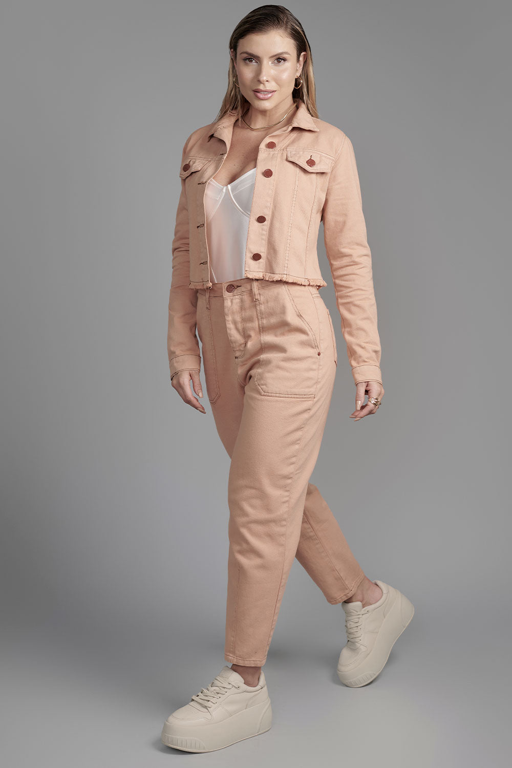 Jaqueta Jeans Laranja Lottus