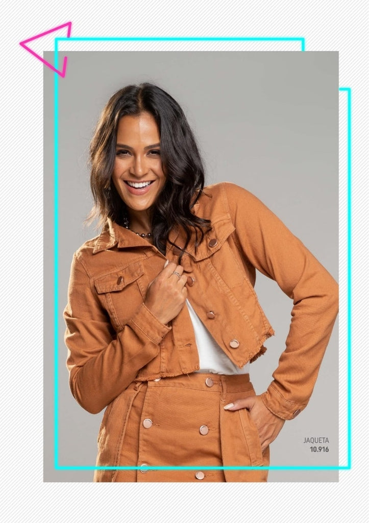 Jaqueta Lottus Jeans Caramelo Curta