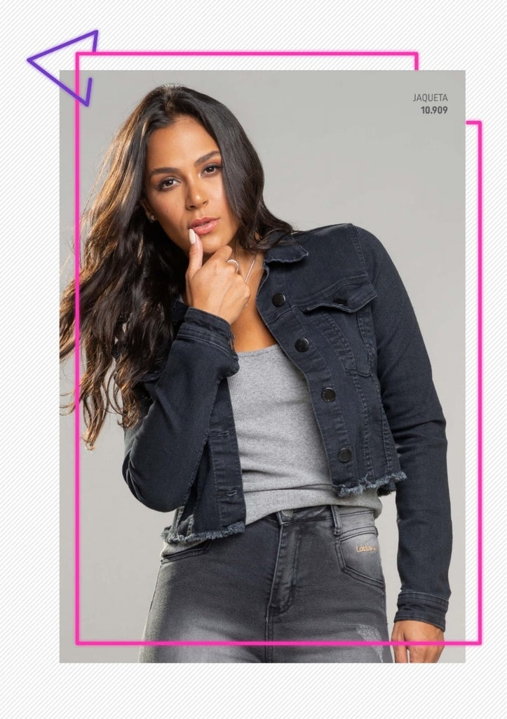 Jaqueta Lottus Jeans Preta Curta