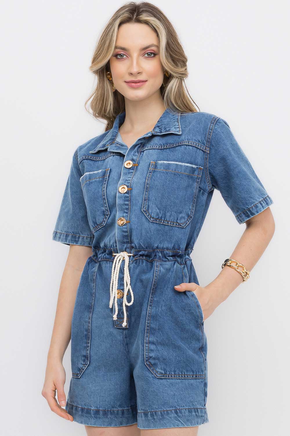 Macacão Curto Jeans Frysaide