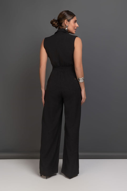 Macacão De Alfaiataria Preto Frysaide