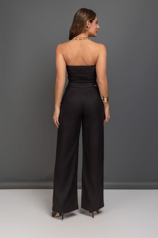 Macacão Tomara Que Caia Veludo Cotelê Preto Frysaide