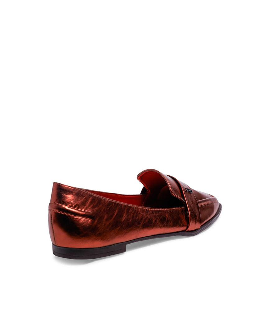 Mocassim Santa Lolla Borgonha Metalizado Bico Quadrado